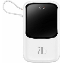 Baseus QPOW PRO Power Bank 10000mAh 20W με Θύρα USB-A και Θύρα USB-C Power Delivery / Quick Charge 3.0 Λευκό
