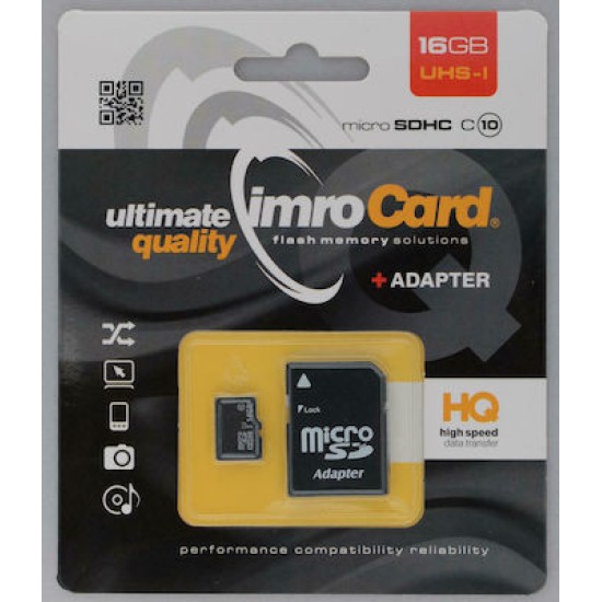 IMRO microSDHC 16GB Class 10 U1 UHS-I με αντάπτορα