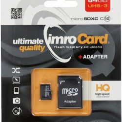 IMRO UHS Class10 + microSDXC 64GB Class 10 U3 UHS-III με αντάπτορα