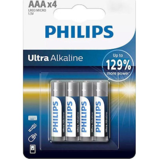 Philips Ultra Αλκαλικές Μπαταρίες AAA 1.5V 4τμχ