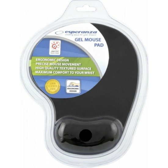 Esperanza Gel Mouse Pad 230mm με Στήριγμα καρπού Μαύρο
