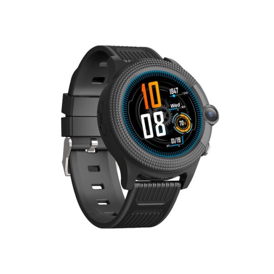 INTIME Παιδικό Smartwatch με GPS και Καουτσούκ/Πλαστικό Λουράκι Μαύρο