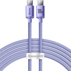 Baseus Crystal Shine Braided USB 2.0 Cable USB-C male - USB-C male 100W Μωβ 2m