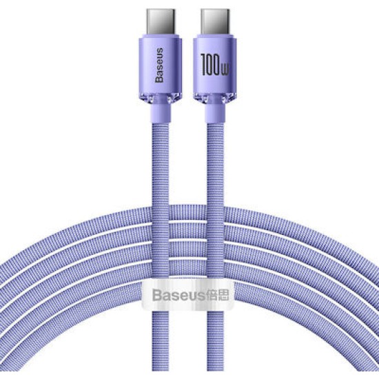 Baseus Crystal Shine Braided USB 2.0 Cable USB-C male - USB-C male 100W Μωβ 2m