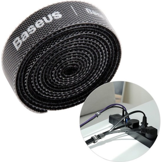 Baseus Rainbow Circle Velcro Straps Δεματικά Καλωδίων Μαύρο 1m 1τμχ