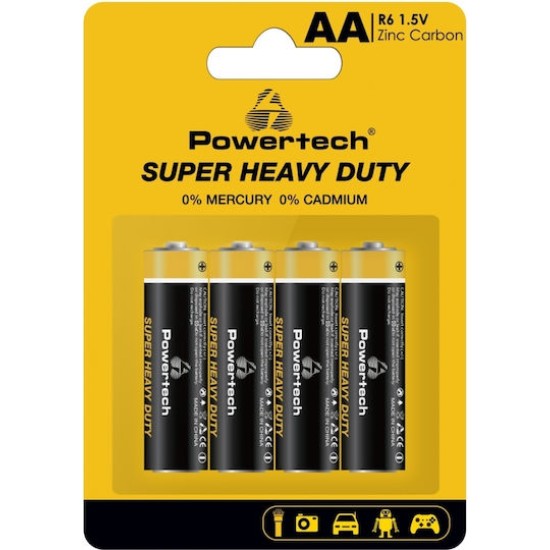 Powertech Carbon Μπαταρίες Zinc AA 1.5V 4τμχ