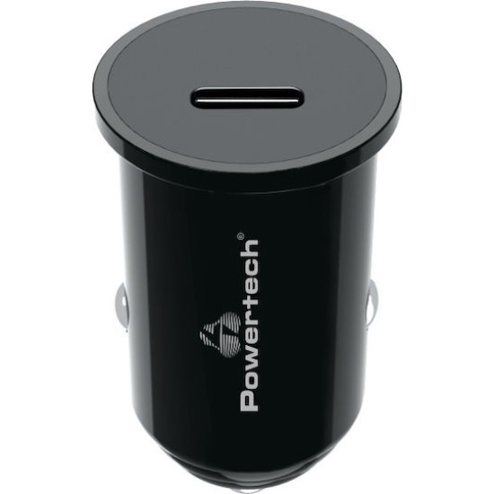 Powertech Φορτιστής Αυτοκινήτου 20W Γρήγορης Φόρτισης με Θύρες: 1xUSB 1xType-C Μαύρος