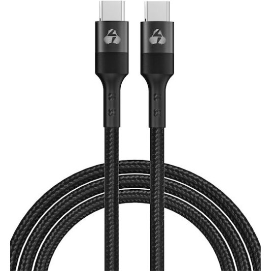 Powertech Braided USB 2.0 Cable USB-C male - USB-C 60W Μαύρο 0.6m (PTR-0131)