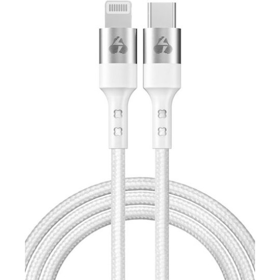Powertech Braided USB-C to Lightning Cable 20W Λευκό 1m (PTR-0127)