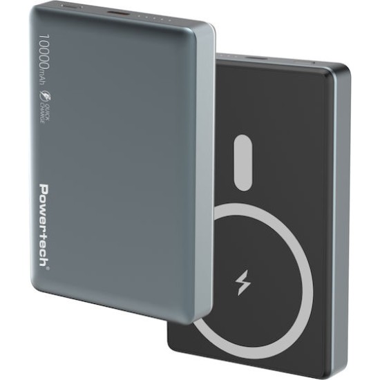 Powertech PT-1377 MagSafe Power Bank 10000mAh 20W με Θύρα USB-C Γκρι