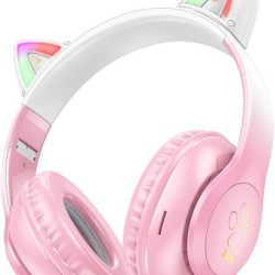 Hoco W42 Cat Ears Ασύρματα / Ενσύρματα Παιδικά Over Ear Ακουστικά με 12 ώρες Λειτουργίας Cherry Blossom HC-W42RD