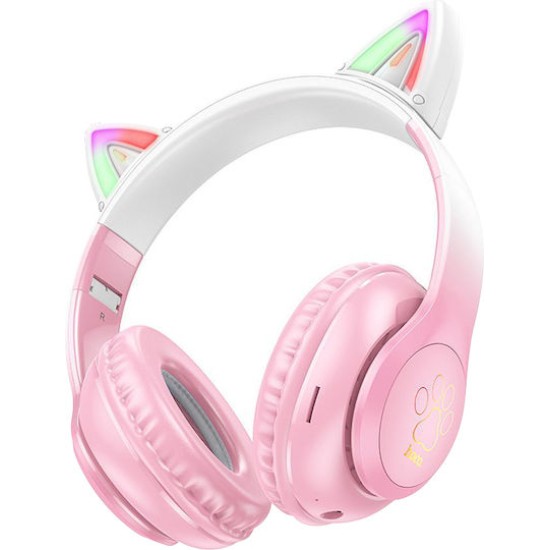 Hoco W42 Cat Ears Ασύρματα / Ενσύρματα Παιδικά Over Ear Ακουστικά με 12 ώρες Λειτουργίας Cherry Blossom HC-W42RD