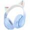 Hoco W42 Cat Ears Ασύρματα / Ενσύρματα Παιδικά Over Ear Ακουστικά με 12 ώρες Λειτουργίας Crystal Blue