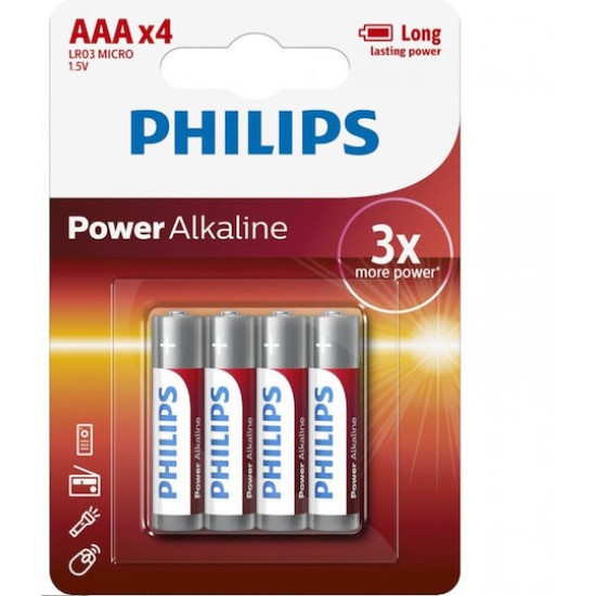 Philips Power Αλκαλικές Μπαταρίες AAA 1.5V 4τμχ