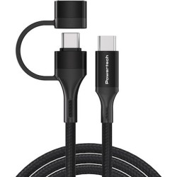 Powertech Braided USB 2.0 Cable USB-C male - USB-C 60W Μαύρο 1.5m (TR-0158)