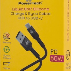 Powertech USB 2.0 Cable USB-C male - USB-A 60W Μαύρο 1m (PTR-0161)