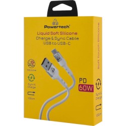 Powertech USB 2.0 Cable USB-C male - USB-A 60W Λευκό 1m (PTR-0162)