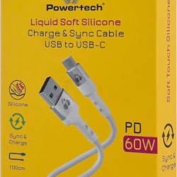 Powertech USB 2.0 Cable USB-C male - USB-A 60W Λευκό 1m (PTR-0162)