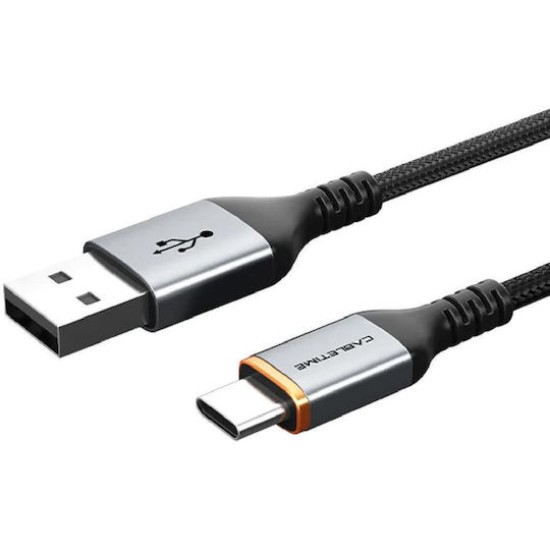 Cabletime CT-AMCM3A Braided USB 2.0 Cable USB-C male - USB-A 15W Μαύρο 1m (CT-AMCM3A-AG-1)