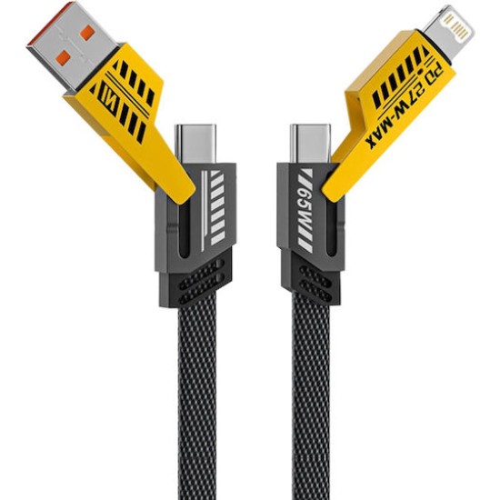 POWERTECH καλώδιο USB-C/USB σε USB-C/Lightning PTR-0164, 65W, 480Mbps, 1m, μαύρο