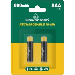 Powertech Επαναφορτιζόμενες Μπαταρίες AAA Ni-MH 800mAh 1.2V 2τμχ