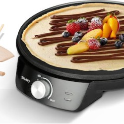 BRUNO BRN-0252 Κρεπιέρα 30εκ. 1200W με ρυθμιζόμενο θερμοστάτη και εξαρτήματα, μαύρη