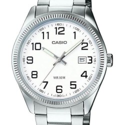 Casio Ρολόι 38.5mm Μπαταρίας με Ασημί Μεταλλικό Μπρασελέ