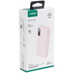 Ugreen PB312 Power Bank 20000mAh 20W με 2 Θύρες USB-A και Θύρα USB-C Power Delivery Ροζ