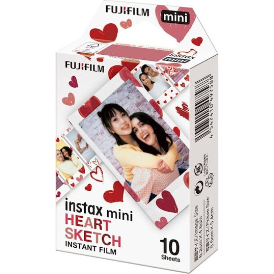 Fujifilm Color Instax Mini Instant Φιλμ (10 Exposures) Heart Sketch