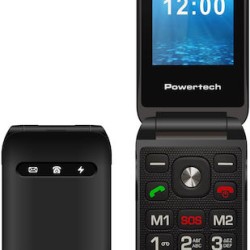 Powertech Milly Flip Dual SIM Κινητό με Μεγάλα Κουμπιά Μαύρο