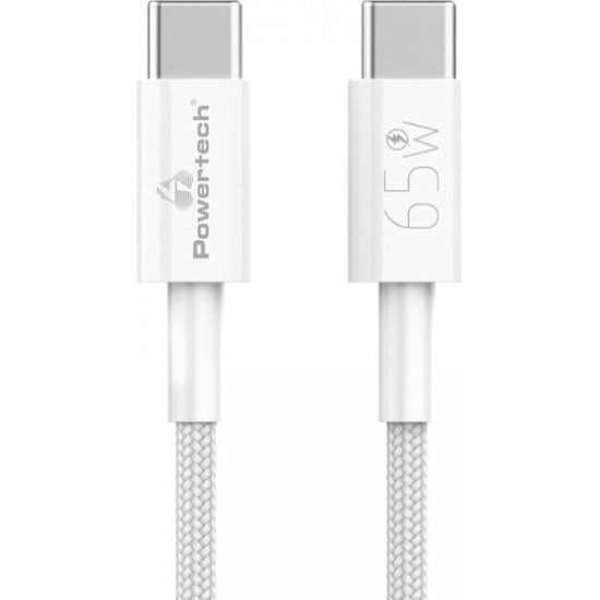 POWERTECH καλώδιο USB-C PTR-0181, 65W, 480Mbps, 1m, λευκό