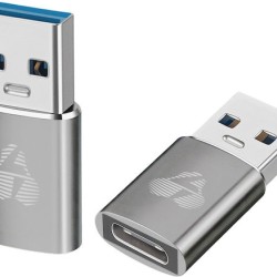 Powertech Μετατροπέας USB-A male σε USB-C female Γκρι 1τμχ PTR-0147