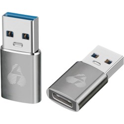 Powertech Μετατροπέας USB-A male σε USB-C female Γκρι 1τμχ PTR-0147