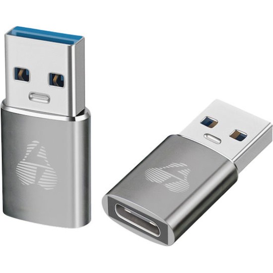 Powertech Μετατροπέας USB-A male σε USB-C female Γκρι 1τμχ PTR-0147