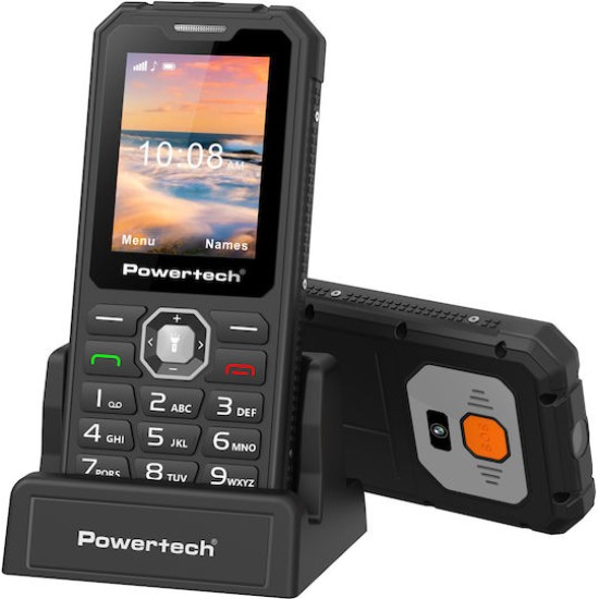 Powertech Sentry Armor Dual SIM Κινητό με Κουμπιά Μαύρο