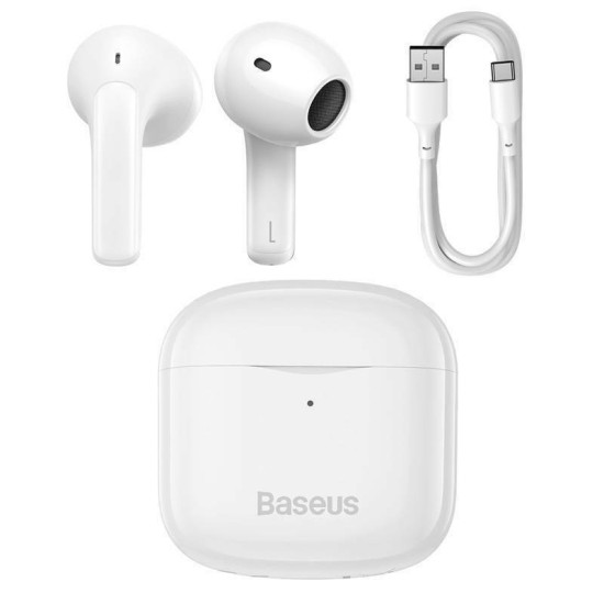 Baseus Bowie E3 Earbud Bluetooth Handsfree Ακουστικά με Αντοχή στον Ιδρώτα και Θήκη Φόρτισης Λευκά