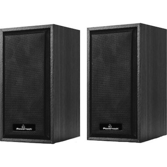 POWERTECH ηχεία Premium sound PT-845 από ξύλο, 2x 3W, 3.5mm, μαύρα
