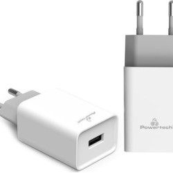 Powertech Φορτιστής Χωρίς Καλώδιο με Θύρα USB-A 20W Quick Charge 3.0 Λευκός