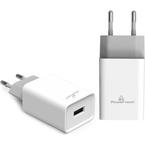 Powertech Φορτιστής Χωρίς Καλώδιο με Θύρα USB-A 20W Quick Charge 3.0 Λευκός