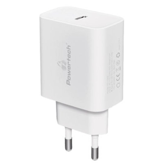 Powertech Φορτιστής Χωρίς Καλώδιο με Θύρα USB-C 30W Power Delivery / Quick Charge 3.0 Λευκός (PT-1043)