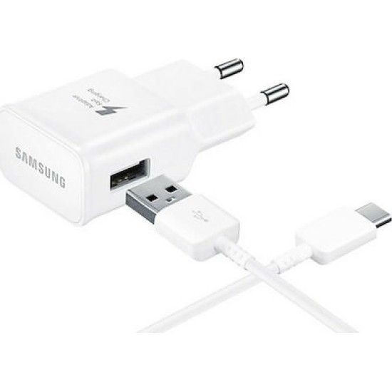 Samsung Φορτιστής με Θύρα USB-A και Καλώδιο USB-C 15W Λευκός (EP-TA20EWE+EP-DN930CWE Retail)