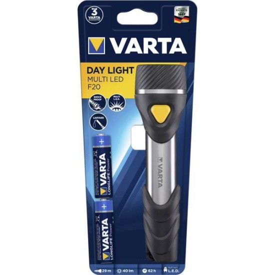 Varta Φακός LED με Μέγιστη Φωτεινότητα 40lm Day Light Multi F20