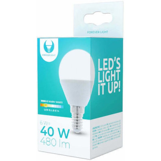 Forever Light Λάμπα LED για Ντουί E14 και Σχήμα G45 Θερμό Λευκό 480lm